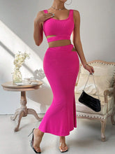 Ladies' Hollow Out Detail Cropped Camisole Top And Skirt Set